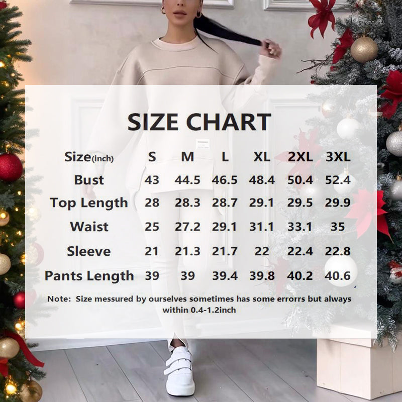 Women's Solid Color 2-Piece Set, Loose Fit Top With Slit Hem & Slim Fit Pants For Spring And Fall